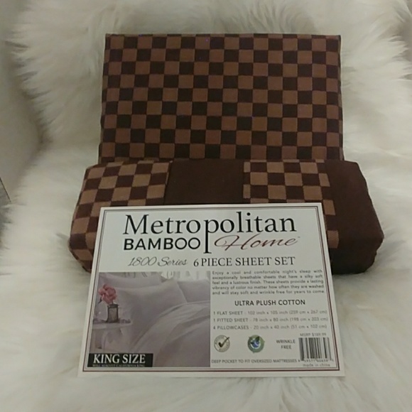 Metropolitan Bamboo Checkered King Sheet Set - Picture 8 of 8